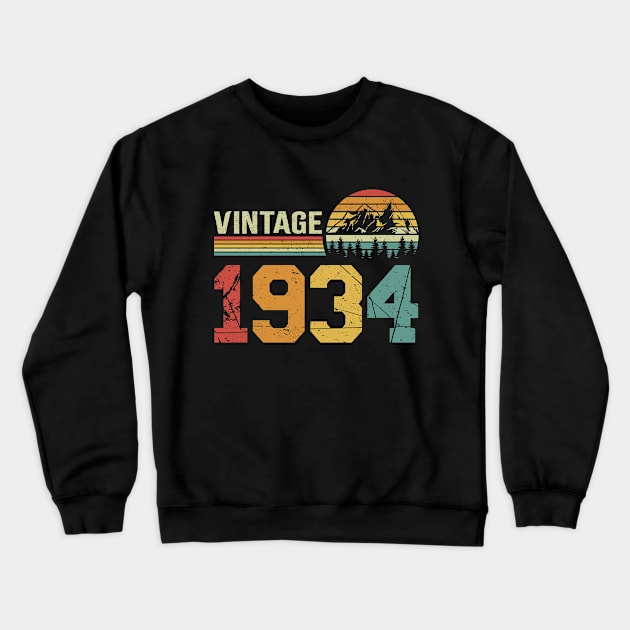 Vintage 1934 Retro Classic 90th Birthday Gift Crewneck Sweatshirt by Cuteness Klub